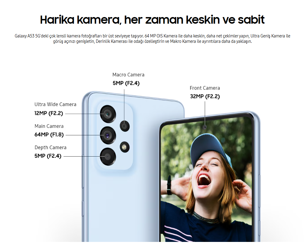 Yenilenmiş Samsung Galaxy A53 Kamera